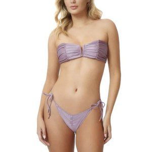 NWT PQ Swim Violet Sands Ruched Tie Full Bottoms SIZE S M L
